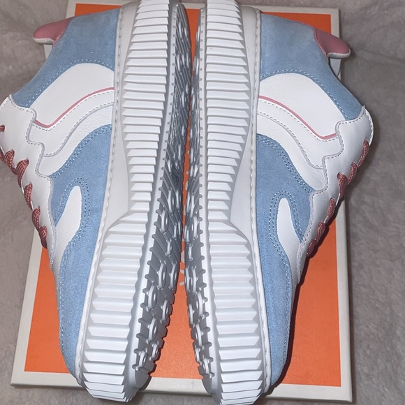 NWT VOILE BLANCHE LAURA Leather And Suede Sneakers in Light Blue-Cream - Picture 13 of 15